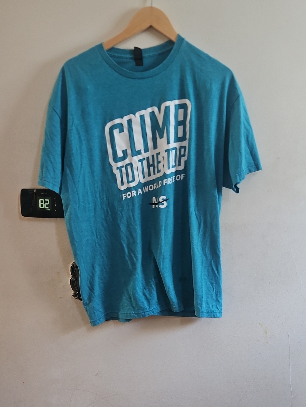 Men's Teal Short-Sleeve Graphic Tee - 'Climb to the Top' XL